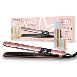 Demeliss SAINT ALGUE - Piastra lisciante GOLD – Piastra fine ceramica e tormalina – Confezione regalo con 2 trattamenti per capelli