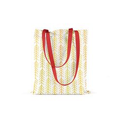 Bonamaison Printed Tote Bag, Reusable Grocery Bag, Shopping Bag, Machine Washable, Foldable, Canvas Cloth Bag with Red Handles, Size: 34x40 Cm