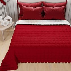 PETTI ARTIGIANI ITALIANI - Colcha Doble Reversible 240x260 cm en Microfibra, Cubre Cama Primavera Doble, Edredón Reversible 2 Personas, Beis Burdeos, 100% Fabricado en Italia
