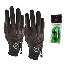 Zero Friction Heren Compressie Synthetische Rechterhand Universele Fit Golf Handschoen 2 Pack, One Size, Zwart/Zwart