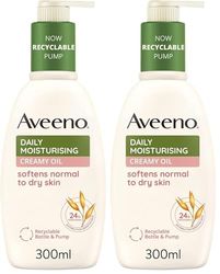 Aveeno Daily Moisturising Creamy Oil | Softens and Smooths Skin | Body Cream for Normal to Dry Skin Care | Almond | 300 ml [Packaging may vary] (Pack of 2)
