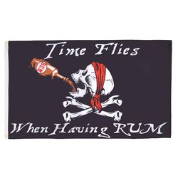 AZ FLAG Flaga Piratów Czas Mija z Rum 90x60cm - Flaga Korsarza 60 x 90 cm - Flagi