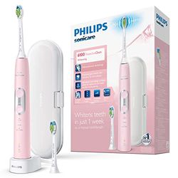 Philips HX6876/29 Brosse à Dents Électrique Adulte Brosse à Dents Sonique Rose, Blanc - Brosse à Dents Electrique (Pile, Intégré, Lithium-Ion 110V-220V, 1 pièce(s), 2 pièces)