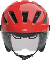 ABUS Pedelec 2.0 ACE cityhelm - fietshelm met achterlicht, vizier, regenkap, oorbescherming - voor dames en heren - rood, maat S