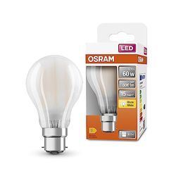 OSRAM LED-stjärna Classic A60 LED-lampa för B22D-bas, päronform, mattglas, 806 lumen, varm vit (2700K), ersättning för konventionella 60W glödlampor, inte dimbar, 1-pack