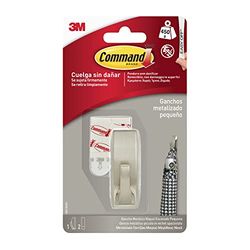 Command 3M MR01-BN Gancho metálico de color níquel pulido con reflejos modernos pequeño
