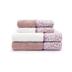 CREOLE Nice 4 Serviettes de Bain, Coton, Poudre