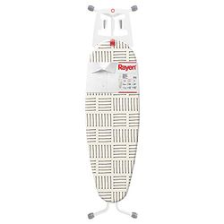 Rayen 6137.02 Ironing Board | Hauteur réglable | Rubber Anti-Slip | Métal élargi | Blanc et Manches imprimées, 120 x 40 cm