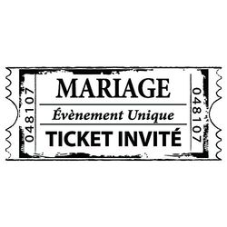 Aladine - Wedding Stempel - Houten Ondersteuning - Uitnodiging tot realisatie en bruiloft aankondiging - Scrapbooking en Creatieve Cartery - Wedding Ticket Design