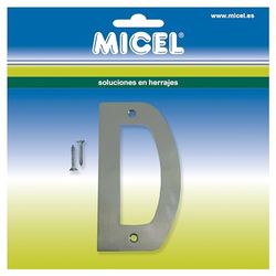 MICEL 10520 Lettre D pour portes extérieures, finition inoxydable, argenté, avec vis, 58 x 100 x 2 mm