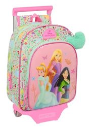 safta PRINCESAS DISNEY BLOOM - Sac à dos pour enfant avec chariot 705, idéal pour enfants de différents âges, confortable et polyvalent, qualité et résistance, 26 x 11 x 34 cm, Vert d'eau/rose