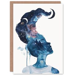Artery8 Astral Spiritual Dream Watercolour Conceptual Art For Her Woman Birthday Card