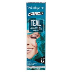 Vitalcare | Vivid - Professional Semi-Permanent Coloring, Hair Color Dye, Direct Hair Dye, Duration Up to 20 Washes, Soft, Hydrated and Luminous Hair, Teal Color