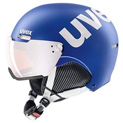 uvex Hlmt 500 Visor - Casque de Ski pour Hommes et Femmes - avec Visière - Réglage de la Taille Individuel - Cobalt-White Matt - 52-55 cm