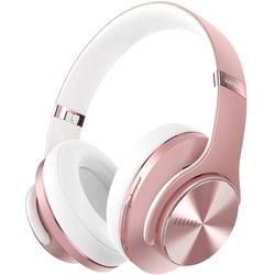 DOQAUS Cuffie Bluetooth Over Ear, [fino a 90 ore] Cuffie senza fili con 3 modalità EQ, HiFi Stereo Pieghevole Cuffie con Microfono, Auricolari morbidi per iPhone/ipad/Android/Laptop Rose Gold
