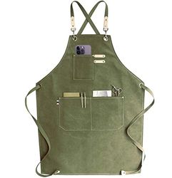 carrotez Delantal de chef, de lona de algodón resistente a las gotas de agua, con espalda cruzada, ajustable, talla M-XXL