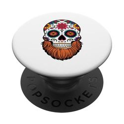 Floral Sugar Beard Skull Día de los Muertos Calavera Art PopSockets PopGrip Adhesivo