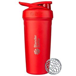 BlenderBottle Strada Shaker Cup Geïsoleerde roestvrij stalen waterfles met draad garde, 24 oz, rood