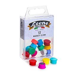 12 imanes de Colores Leone Dell'Era (diám. 13 mm) en Caja para Colgar
