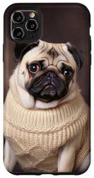 Custodia per iPhone 11 Pro Max Pug in Maglione Carino Viso Divertente Foto