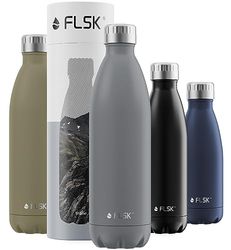 FLSK Borraccia originale New Edition in acciaio inox • 1000 ml • adatta per anidride carbonica • La borraccia termica mantiene calda 18 ore e fredda per 24 ore • senza BPA e antiruggine • Pietra