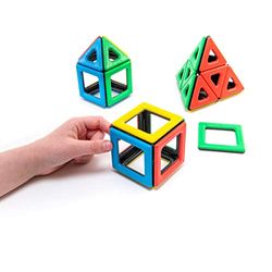 Magnetic Polydron Starter Set - Bright Coloured Magnetic Building Construction Shape Education Learning Toy - Magnetic Squares and Triangles - 3 Years + - 32 Pieces