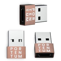 PORTENTUM USB c till USB-adapter – 3 enheter – 480 MB hastighet – premium zink tillåter med hög värmebeständighet – USB till USB C-adapter med endast 4 gram.