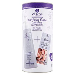 A ALAMA Professional No-Yellow Hair Beauty Routine Box, Set Shampoo 500 ml + Spray Extreme Soft&Shine 100 ml