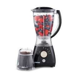 GEEPAS 2-in-1 Food Jug Blender & Smoothie Blender | Ice Crusher Stainless Steel Blades 4 Speeds Pulse Mode | 1.5L Jar Smoothie Milkshake Maker Coffee/Spice Grinder Mill | 1 Year Warranty 550W Black