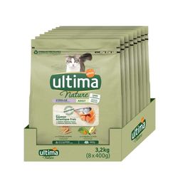 Ultima Nature Cibo per Gatti Sterilizzati con Salmoni: Confezione da 8 x 400g - Totale: 3.2kg