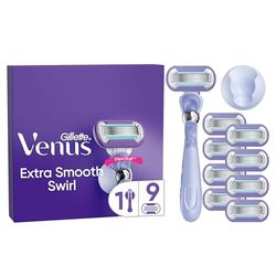 Gillette Venus Extra Smooth Swirl Women's Razor- 9 Blades, 5 durable blades to deliver an extra smooth shave that lasts