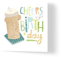 Wuzci Verjaardagskaart "Cheers To Your Birthday", 150 mm Lengte x 150 mm Breedte