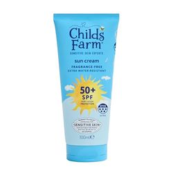 Childs Farm Kids & Baby Sun Cream SPF 50+ | UVA & UVB Very High Protection | Extra Water Resistant | Fragrance Free | Suitable for Dry, Sensitive Skin, 100ml