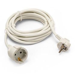 Prolunga elettrica standard Schuko, 5 metri, 16A, H05VV-F3G1.5MM2, GS Bianco