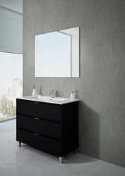 Strohm TEKA - Muebl de baño de 3 cajones INCA, grafito, 60cm, para lavabo encastrado