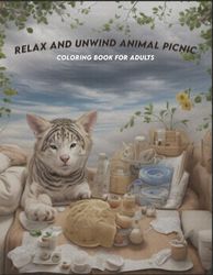 Relax and Unwind Animal Picnic Coloring Book for Adults