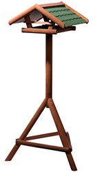 dobar® Mangeoire pour Oiseaux panoramiques avec Toit en Bitume et Support - Taille L - 44 x 44 x 121,5 cm - Marron/Vert
