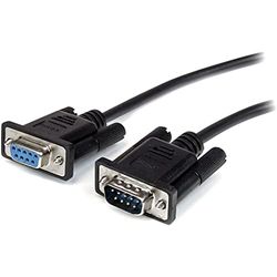 StarTech.com Cable 50cm de Extensión Directo Straight Through Serie Serial RS232 Vídeo Monitor EGA DB9 Macho a Hembra - Extensor Negro