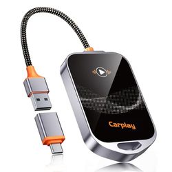 GlasFlength Bezprzewodowy adapter CarPlay do iPhone'a, bezprzewodowy adapter CarPlay AVCE z portu USB-A do USB-C Podłącz i używaj Apple Carplay kompatybilny z iPhone 6 i nowszymi i iOS 10 +