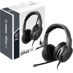 MSI IMMERSE GH40 ENC - Auriculares para juegos con micrófono con cancelación de ruido ambiental, auriculares de sonido envolvente virtual 7.1, diseño ligero y plegable, controladores de neodimio de 40