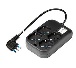 POLY POOL - PP2504.2XL tomada múltipla quadrada com 4 tomadas P40 multipadrão - tira multitomada com tomada de economia de espaço grande 16 A - cabo multitomada elétrica 1,5 m e interruptor