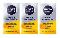 NIVEA MEN Skin Energy Crema Idratante Viso in confezione da 3 x 50 ml, Crema viso uomo rivitalizzante, Crema uomo viso energizzante arricchita con caffeina 100% naturale