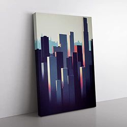 A Serene City Skyline No.1 Abstract Canvas Print for Living Room Bedroom Home Office Décor, Wall Art Picture Ready to Hang, 76x50 cm (30x20 Inch) CAN3020-V1022-CK-140