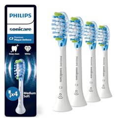 Philips Sonicare C3 Premium Plaque Defence - têtes de brosse à dents de rechange d'origine, blanc, lot de 4, HX9044/87