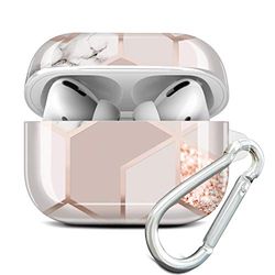 JAHOLAN Coque AirPods Pro, Coque Housse Étui Protecteur pour AirPod Pro, Protection Coque pour AirPods 3 génération Case Silicone Cover avec Porte-clés [Supporte la Charge sans Fil] Or Rose