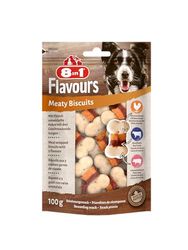 8in1 Flavours Meaty Biscuits Hondenkoekjes - heerlijke hondentraktaties met drie smaken in één snack, 100 g zak