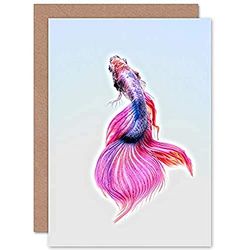 Siamese Fighting Fish Pink Greetings Card