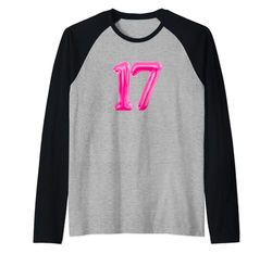 Palloncino compleanno 17 anni, ragazza, ragazzo, adolescente Maglia con Maniche Raglan