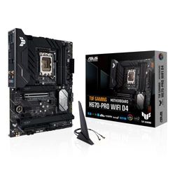 ASUS TUF GAMING H670-PRO WIFI D4 Intel H670 (LGA 1700) ATX motherboard with PCIe 5.0 slot, four PCIe 4.0 M.2 slots, 14+1 DrMOS, Intel 2.5Gb Ethernet, HDMI, front USB 3.2 Gen 1 Type-C, Aura Sync