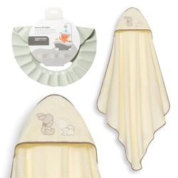 Interbaby - Mantello da bagno per bambini + cappello regolabile | Asciugamano con cappuccio 100% cotone, unisex, morbido, asciugatura rapida, ideale per neonati, neonati e bambini piccoli, design orso